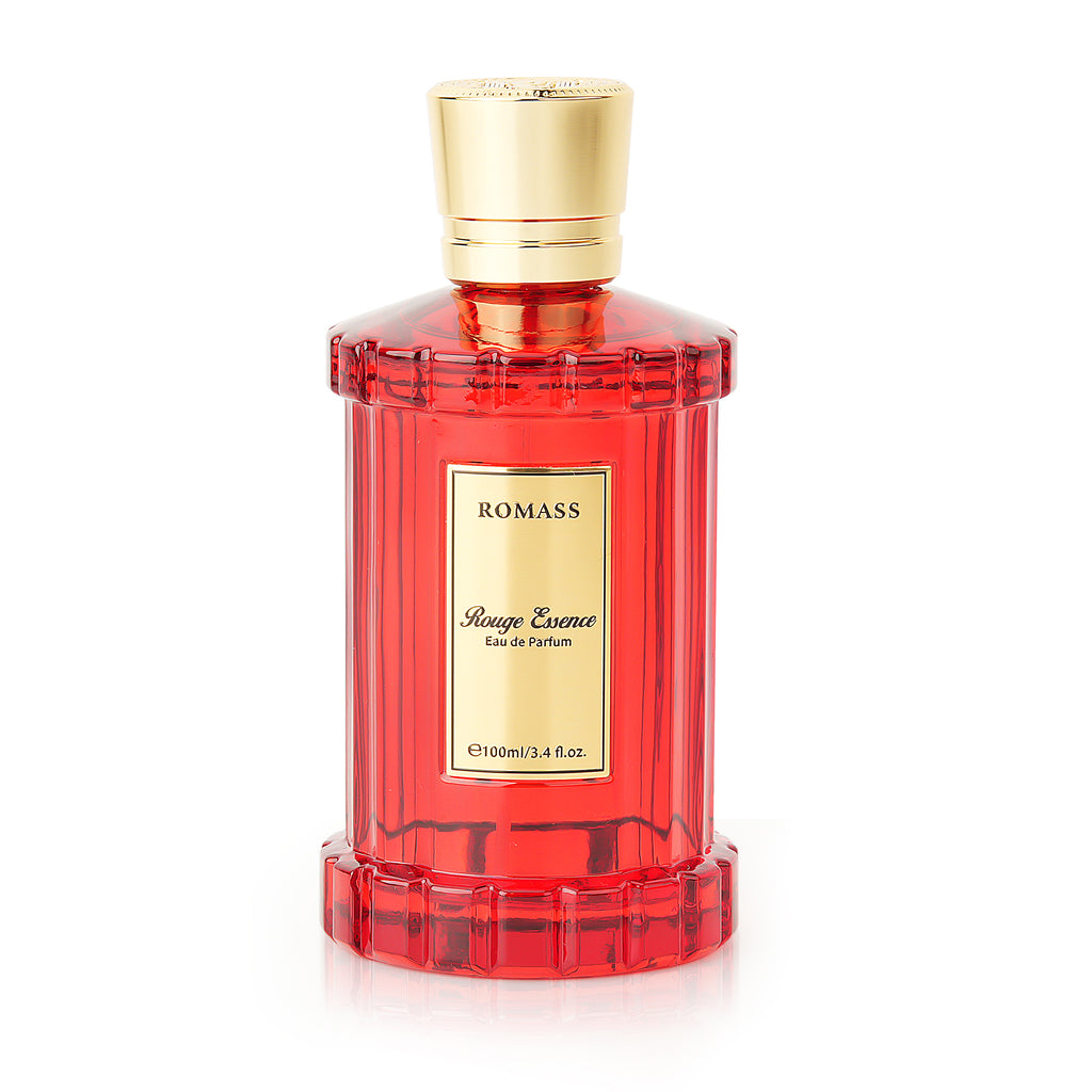 ROMASS Rouge Essence Luxe Perfume - 12+ Hours Long-Lasting Fragrance with Vibrant Saffron, Warm Amber, Woody Accords & Creamy Almond Notes in Gold Bottle