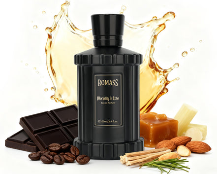 ROMASS Mortality’s Echo Eau de Parfum 3.4oz/100ml | Obsidian Black Bottle | Long-Lasting Dark Gourmand Fragrance | Notes of Dark Cocoa, Rum, and Ancient Cypress