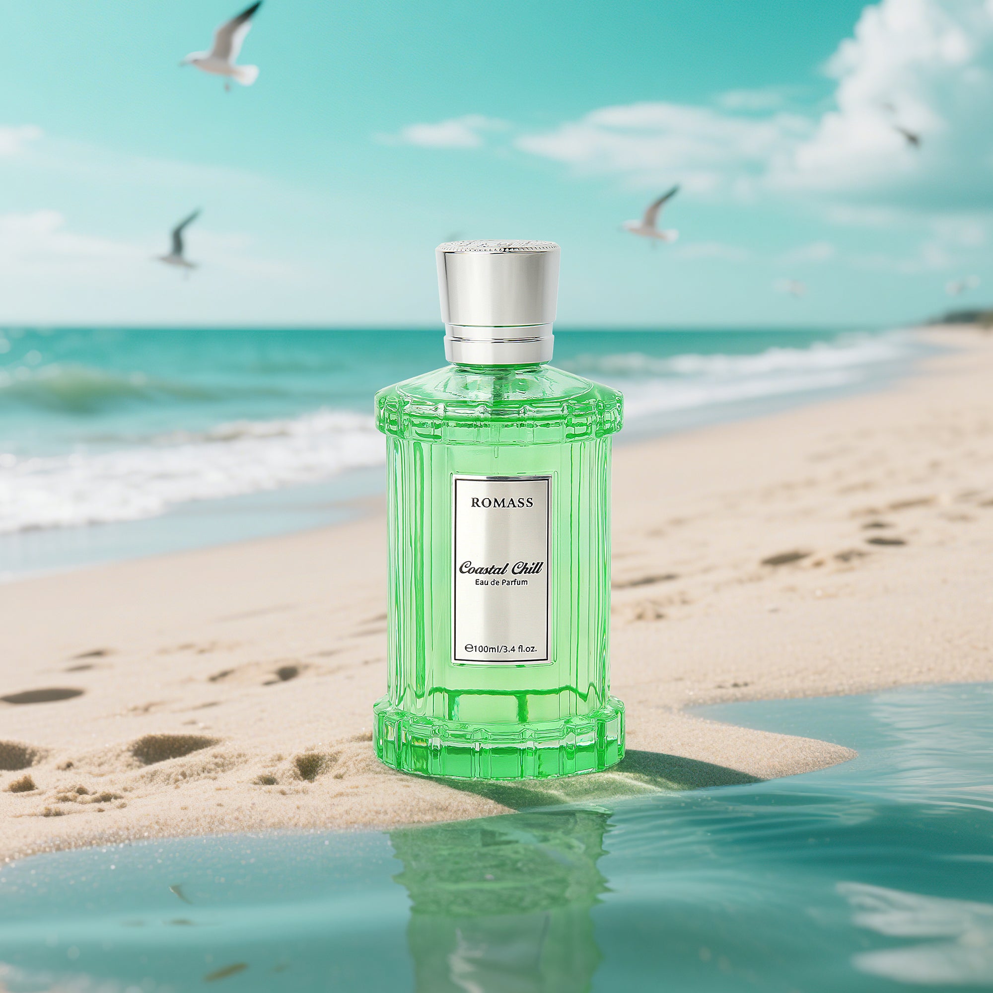 ROMASS Coastal Chill Eau de Parfum Unisex 100ml with Frosted Bergamot Tidepool Moss & Sun Bleached Ambergris