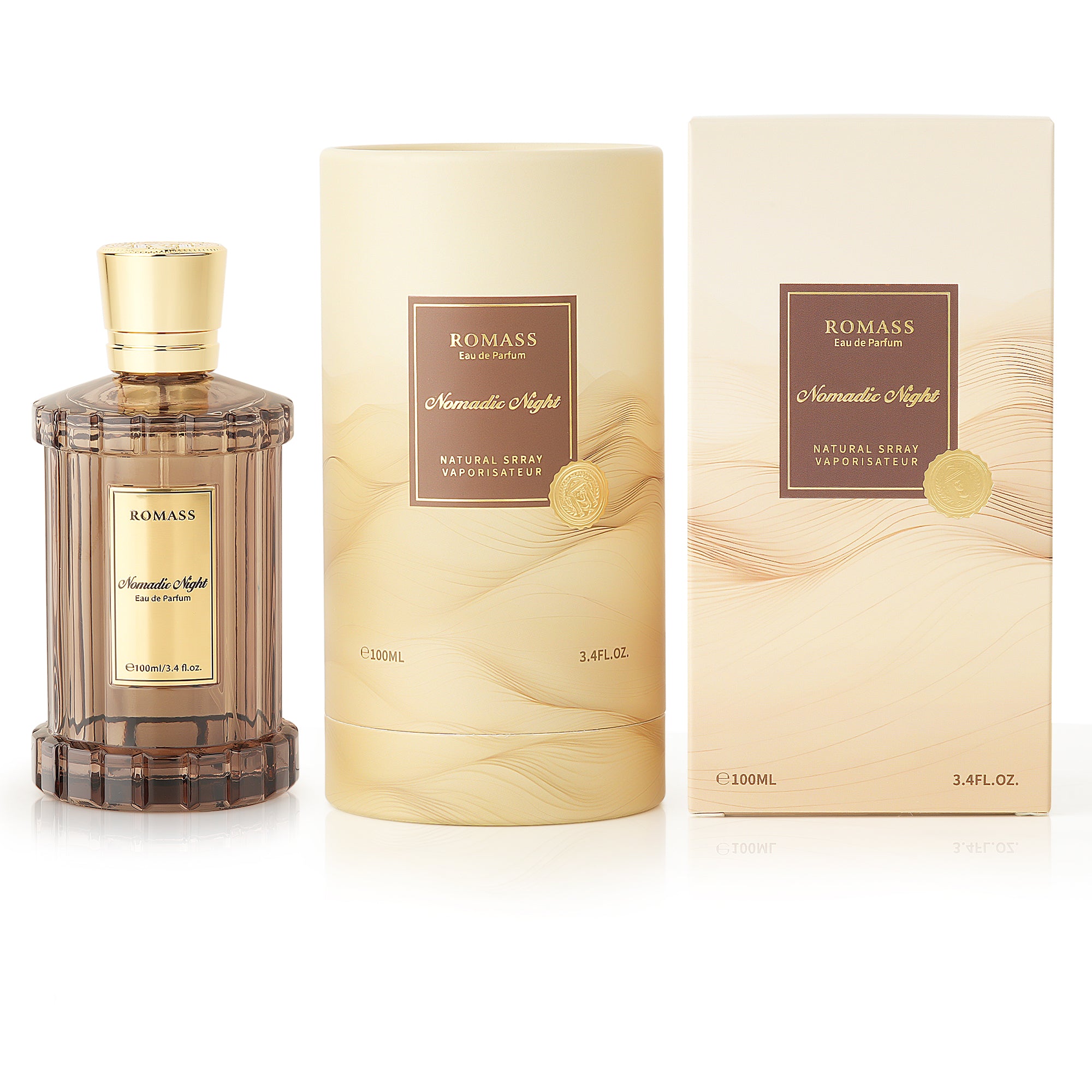 ROMASS Nomadic Night EDP Unisex Parfum 3.4oz 100ml Deep Smoky Oud Leather Raspberry Spices Notes in Elegant Glass Bottle for Adventurous Souls