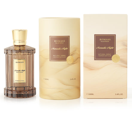 ROMASS Nomadic Night EDP Unisex Parfum 3.4oz 100ml Deep Smoky Oud Leather Raspberry Spices Notes in Elegant Glass Bottle for Adventurous Souls