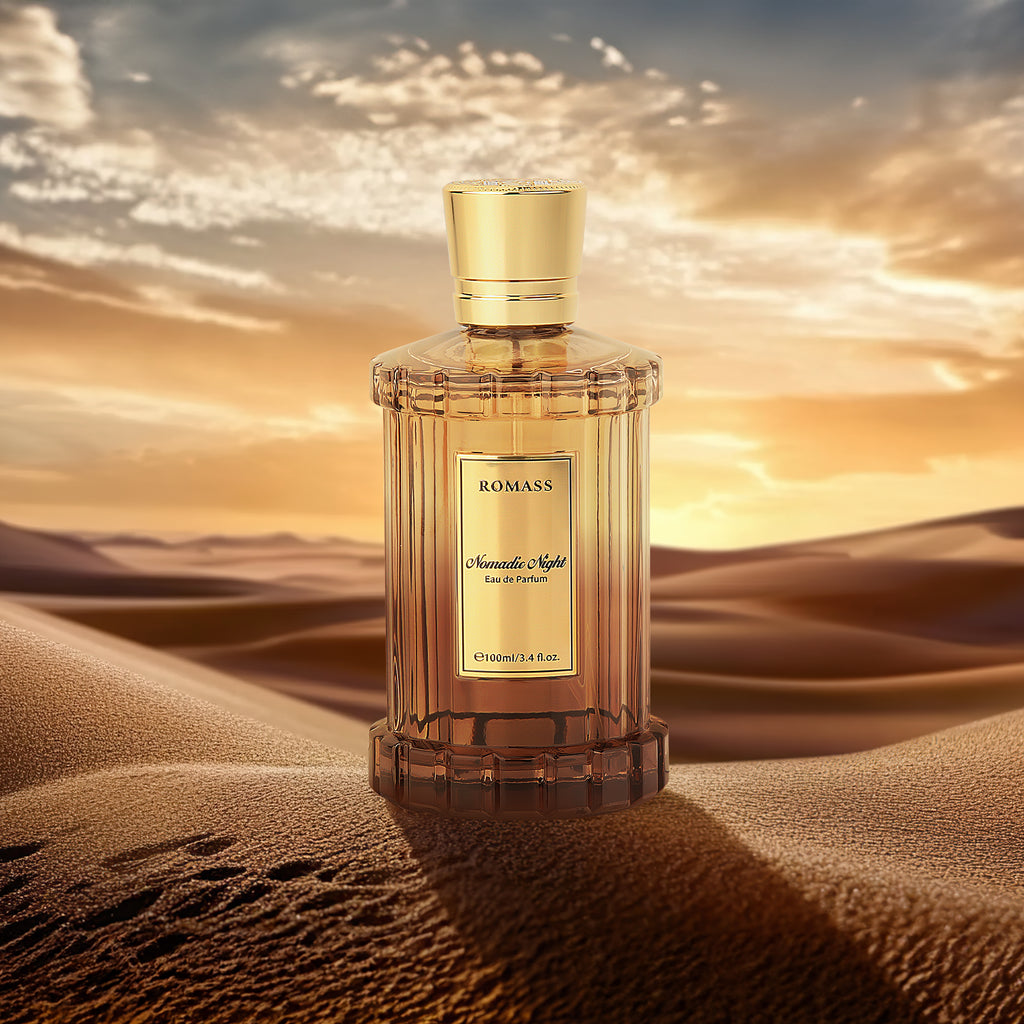 ROMASS Nomadic Night EDP Unisex Parfum 3.4oz 100ml Deep Smoky Oud Leather Raspberry Spices Notes in Elegant Glass Bottle for Adventurous Souls
