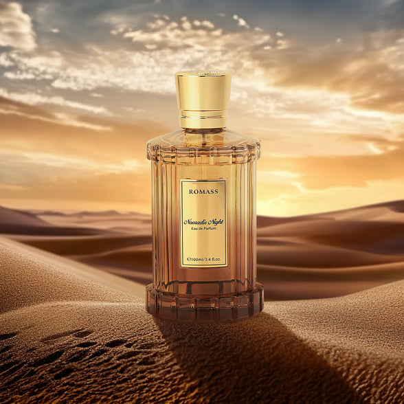 ROMASS Nomadic Night EDP Unisex Parfum 3.4oz 100ml Deep Smoky Oud Leather Raspberry Spices Notes in Elegant Glass Bottle for Adventurous Souls