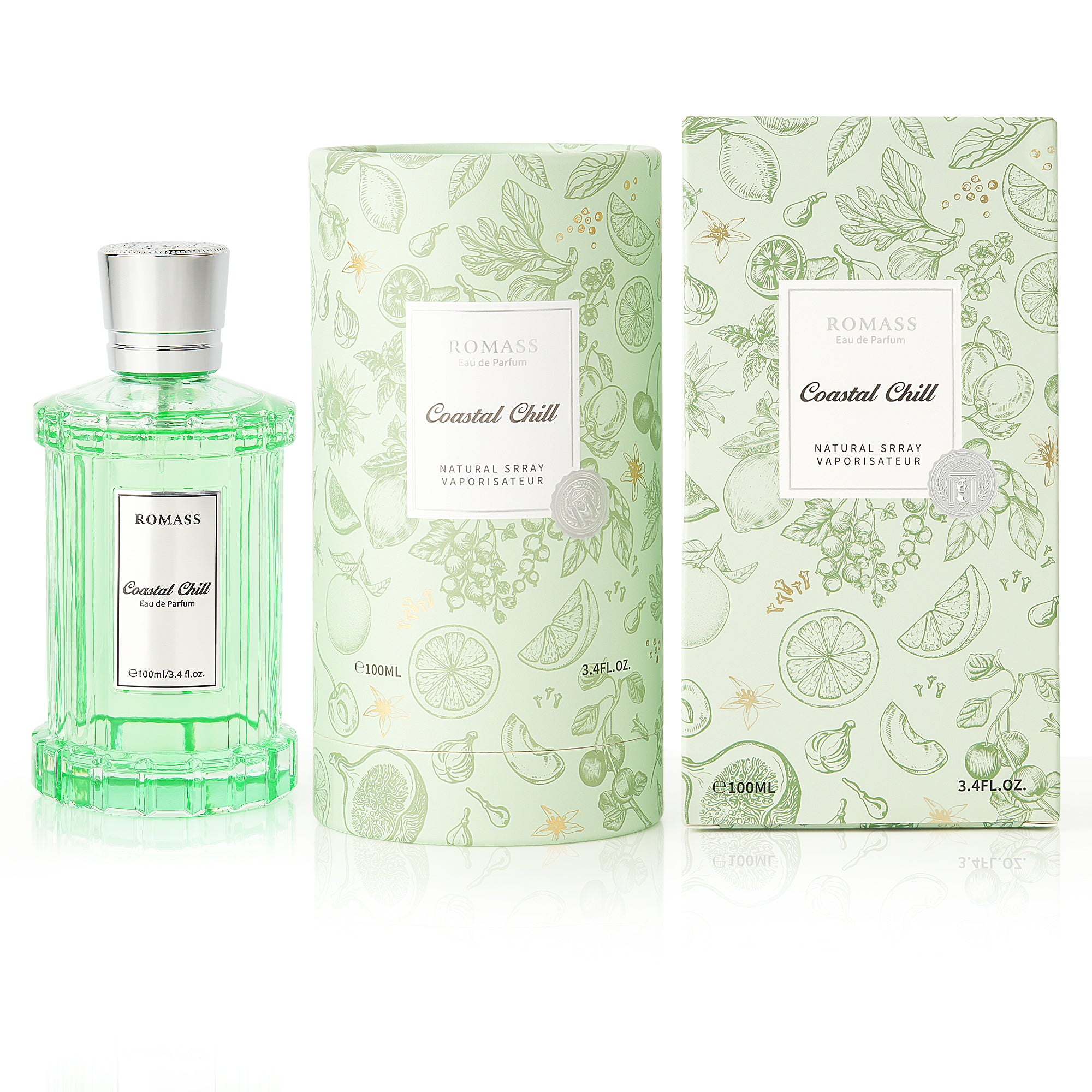 ROMASS Coastal Chill Eau de Parfum Unisex 100ml with Frosted Bergamot Tidepool Moss & Sun Bleached Ambergris