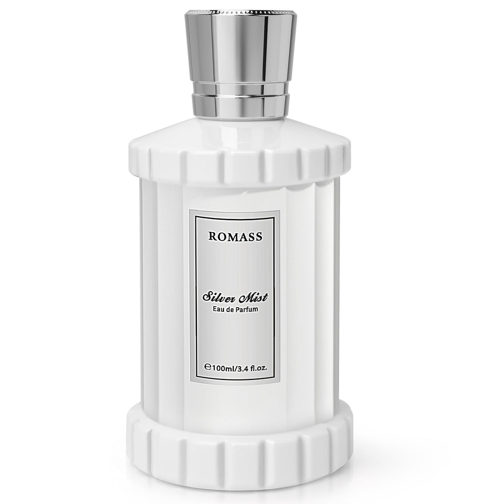Romass Silver Mist Eau de Parfum Spray for Men & Women with Orange Blossom, Lemon, Bergamot, Blackcurrant, Rose, Musk & Cedar - 3.4oz/100ml