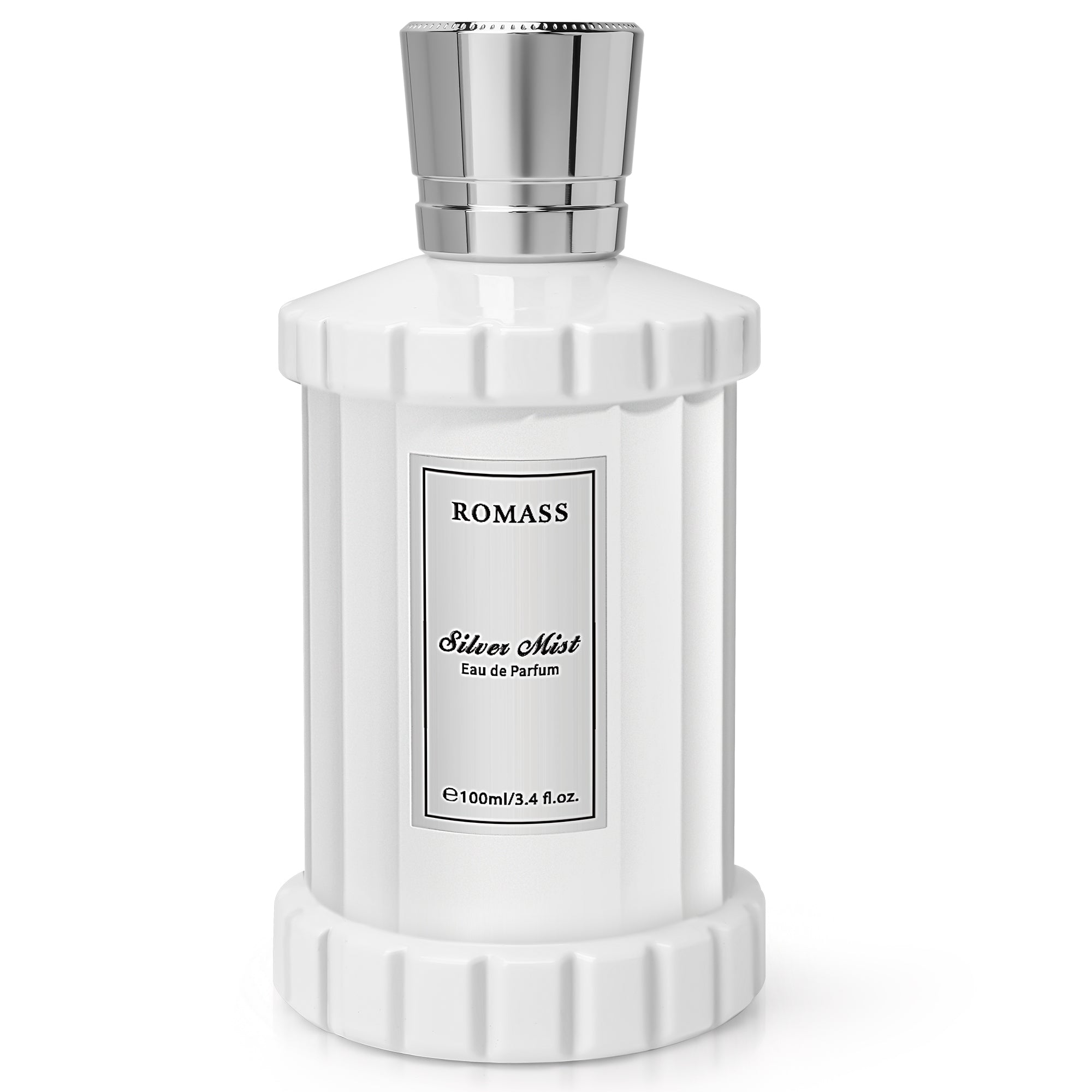 Romass Silver Mist Eau de Parfum Spray for Men & Women with Orange Blossom, Lemon, Bergamot, Blackcurrant, Rose, Musk & Cedar - 3.4oz/100ml