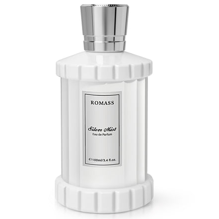 Romass Silver Mist Eau de Parfum Spray for Men & Women with Orange Blossom, Lemon, Bergamot, Blackcurrant, Rose, Musk & Cedar - 3.4oz/100ml