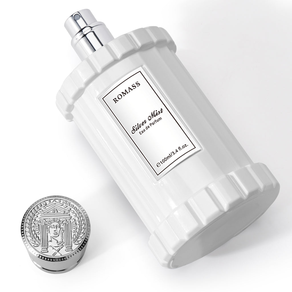 Romass Silver Mist Eau de Parfum Spray for Men & Women with Orange Blossom, Lemon, Bergamot, Blackcurrant, Rose, Musk & Cedar - 3.4oz/100ml