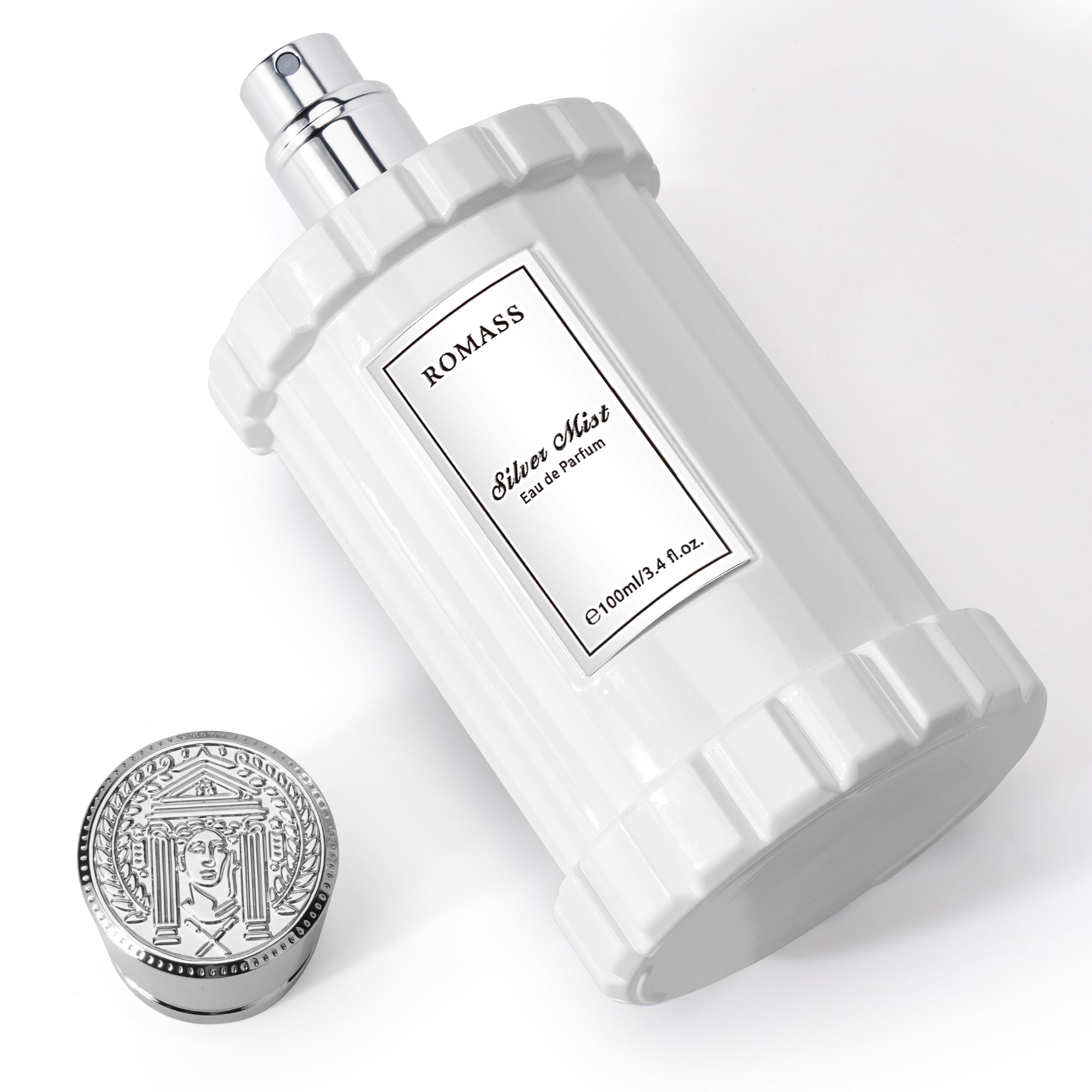 Romass Silver Mist Eau de Parfum Spray for Men & Women with Orange Blossom, Lemon, Bergamot, Blackcurrant, Rose, Musk & Cedar - 3.4oz/100ml