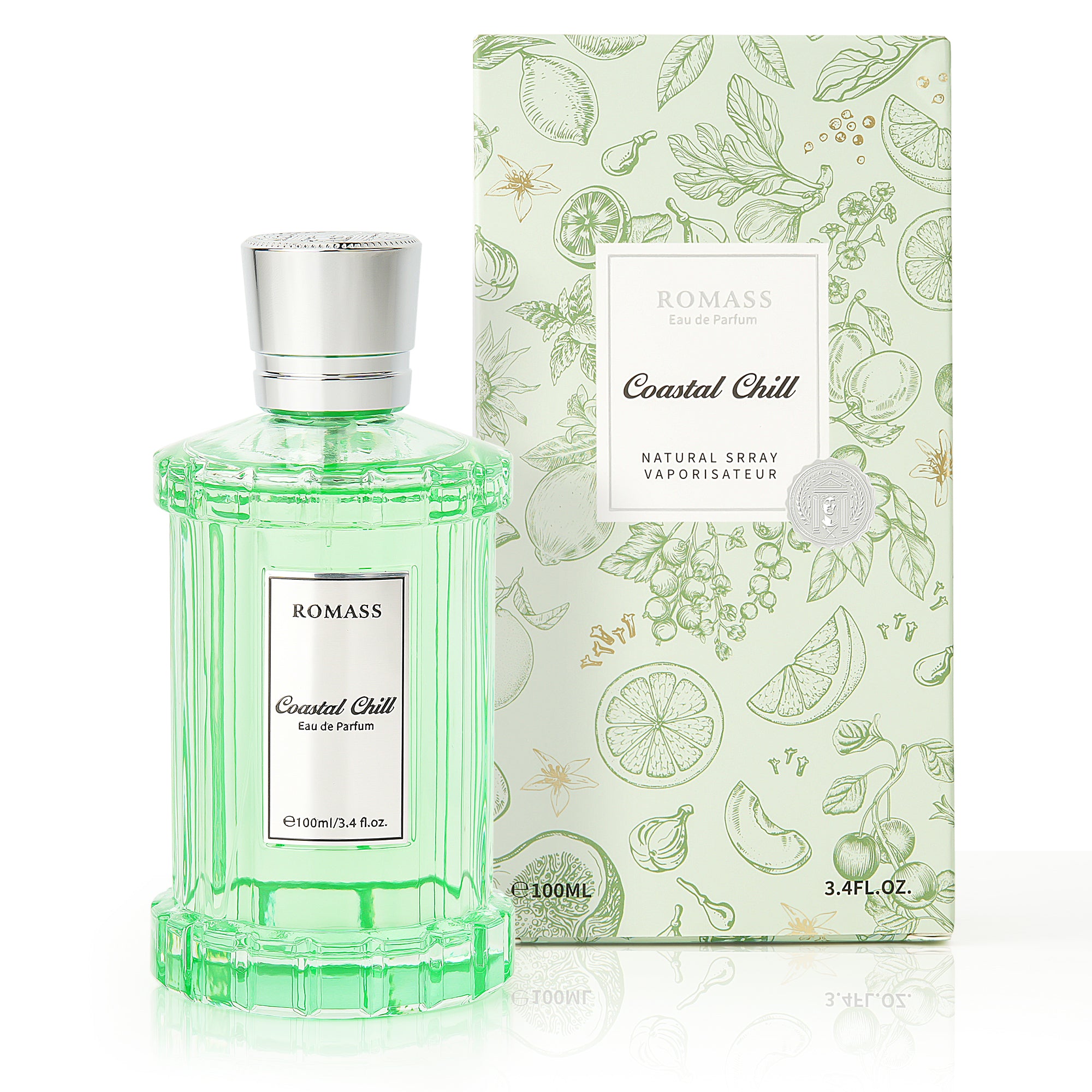 ROMASS Coastal Chill Eau de Parfum Unisex 100ml with Frosted Bergamot Tidepool Moss & Sun Bleached Ambergris