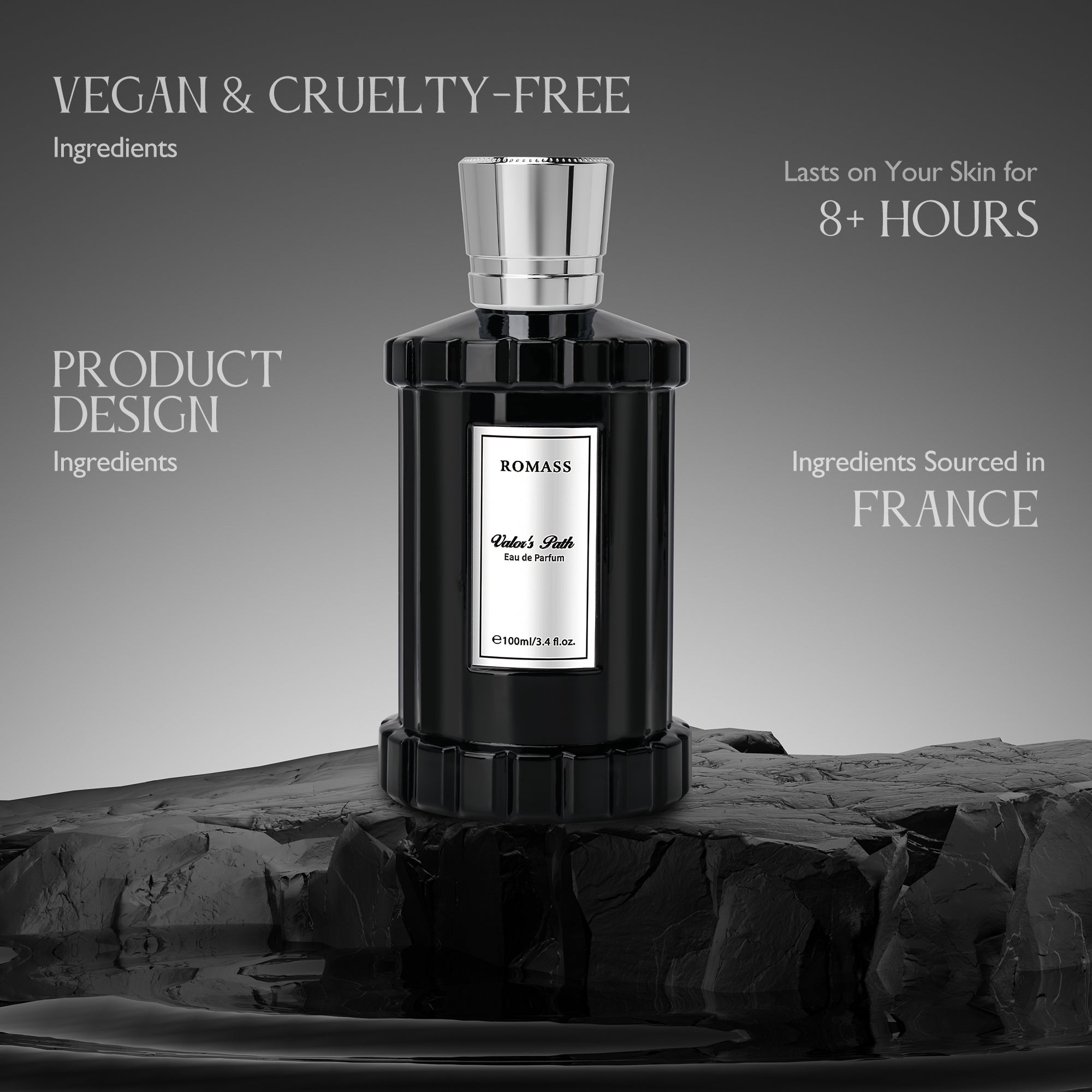 ROMASS Valor's Path Eau de Parfum Spray for Men & Women 3.4oz/100ml with Citrus Orange Blossom Lemon Lavender Vetiver Cedar & Amber Fragrance Unisex