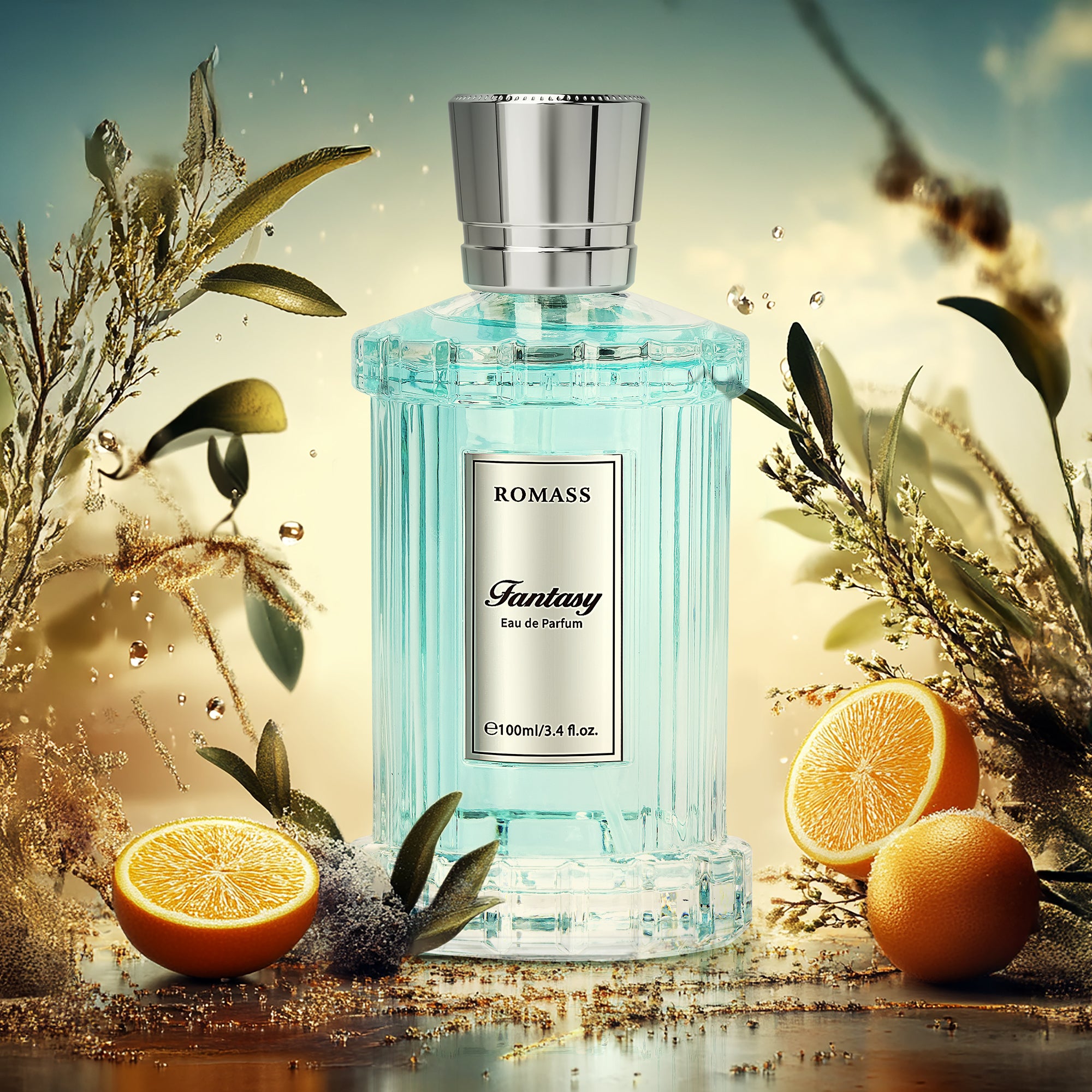 ROMASS Fantasy Unisex Eau de Parfum 100ml with Exotic Floral Woody Amber Fragrance Orange Blossom Jasmine Rose Vanilla Cedar