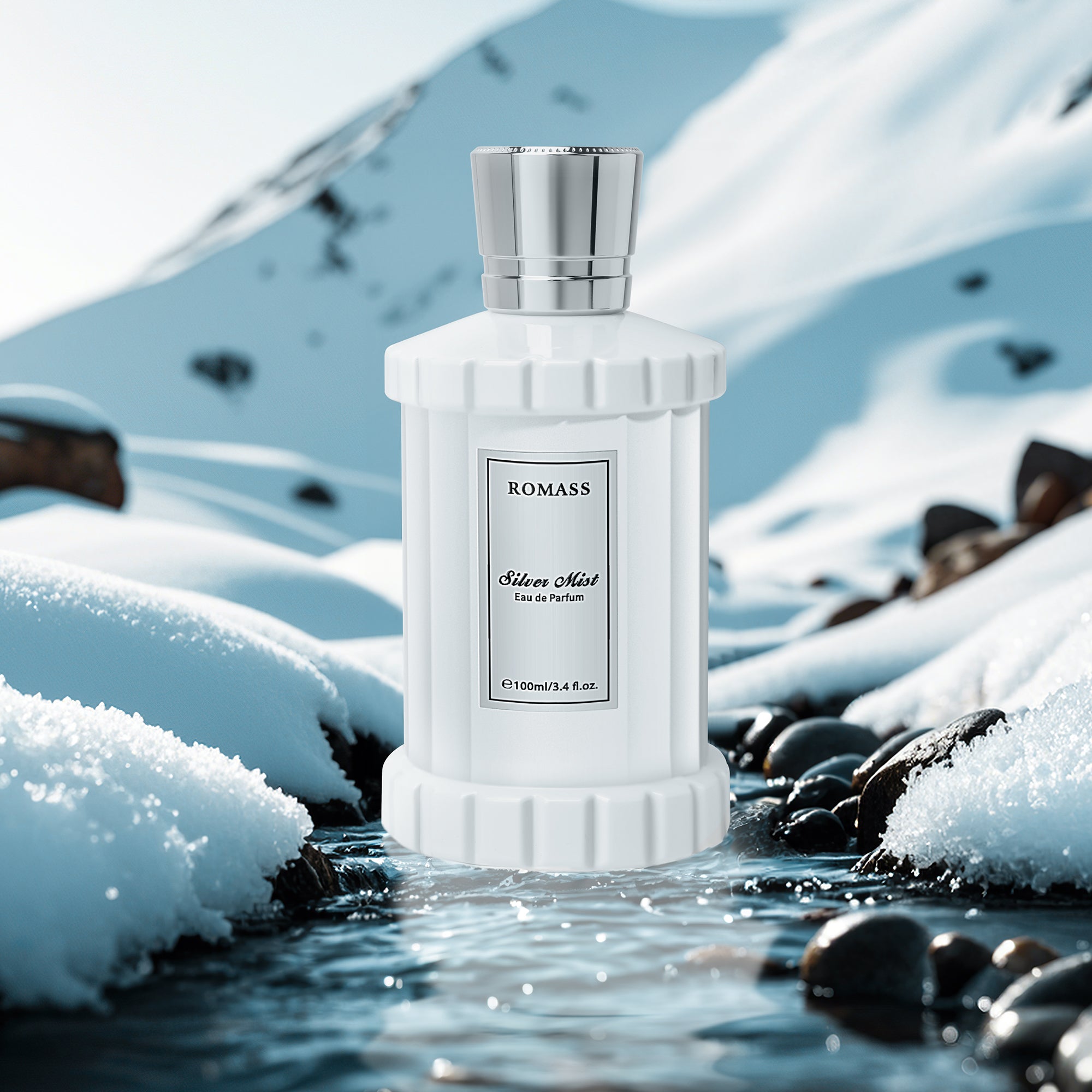 Romass Silver Mist Eau de Parfum Spray for Men & Women with Orange Blossom, Lemon, Bergamot, Blackcurrant, Rose, Musk & Cedar - 3.4oz/100ml