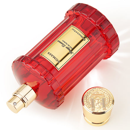 ROMASS Rouge Essence Luxe Perfume - 12+ Hours Long-Lasting Fragrance with Vibrant Saffron, Warm Amber, Woody Accords & Creamy Almond Notes in Gold Bottle
