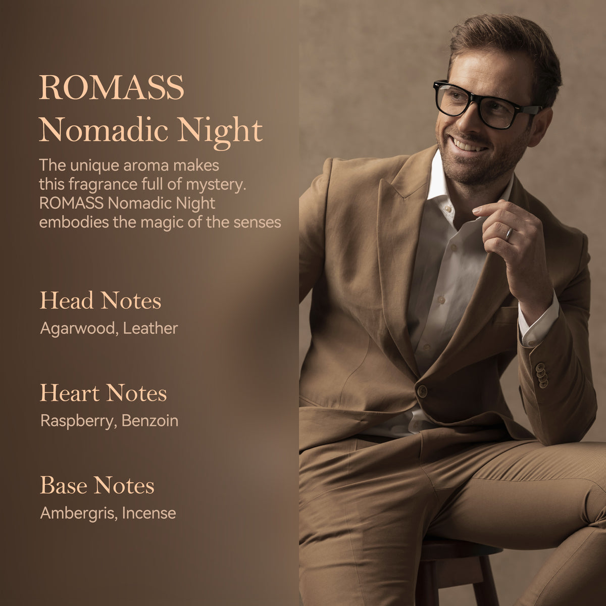 ROMASS Nomadic Night EDP Unisex Parfum 3.4oz 100ml Deep Smoky Oud Leat