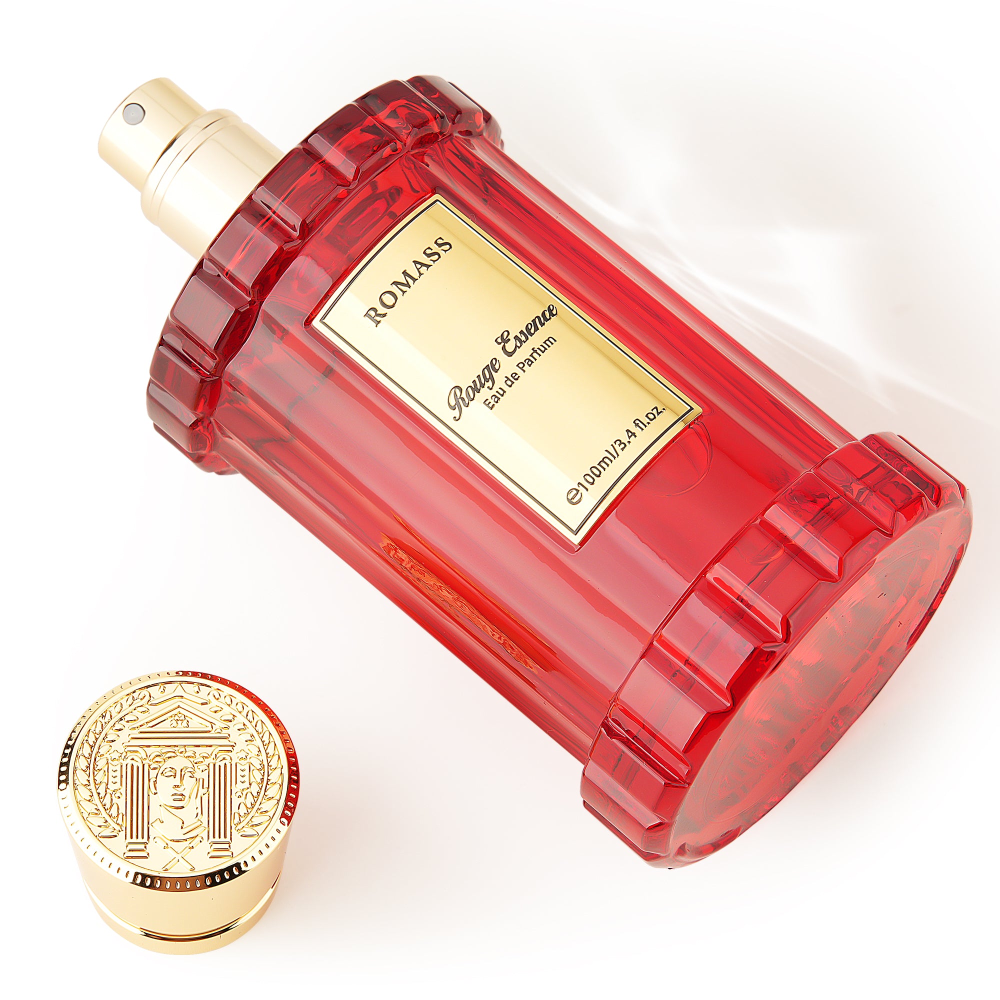 ROMASS Rouge Essence Luxe Perfume - 12+ Hours Long-Lasting Fragrance with Vibrant Saffron, Warm Amber, Woody Accords & Creamy Almond Notes in Gold Bottle