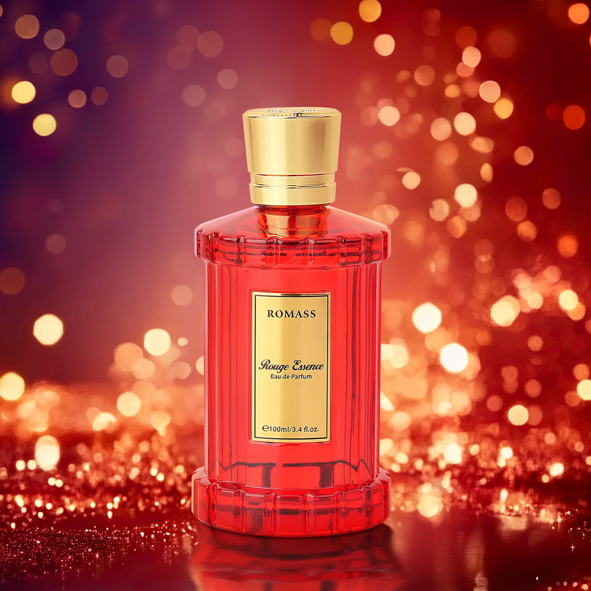 ROMASS Rouge Essence Luxe Perfume - 12+ Hours Long-Lasting Fragrance with Vibrant Saffron, Warm Amber, Woody Accords & Creamy Almond Notes in Gold Bottle