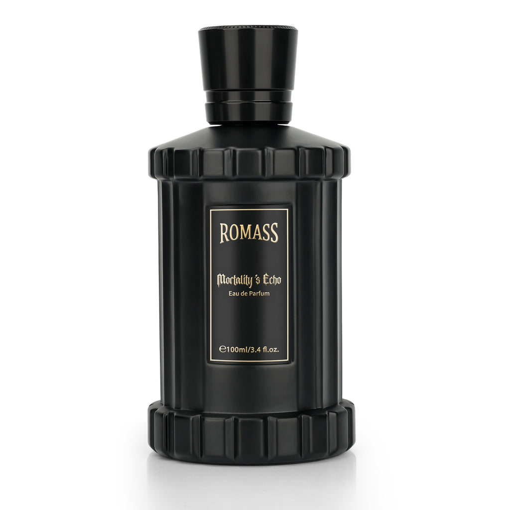 ROMASS Mortality’s Echo Eau de Parfum 3.4oz/100ml | Obsidian Black Bottle | Long-Lasting Dark Gourmand Fragrance | Notes of Dark Cocoa, Rum, and Ancient Cypress