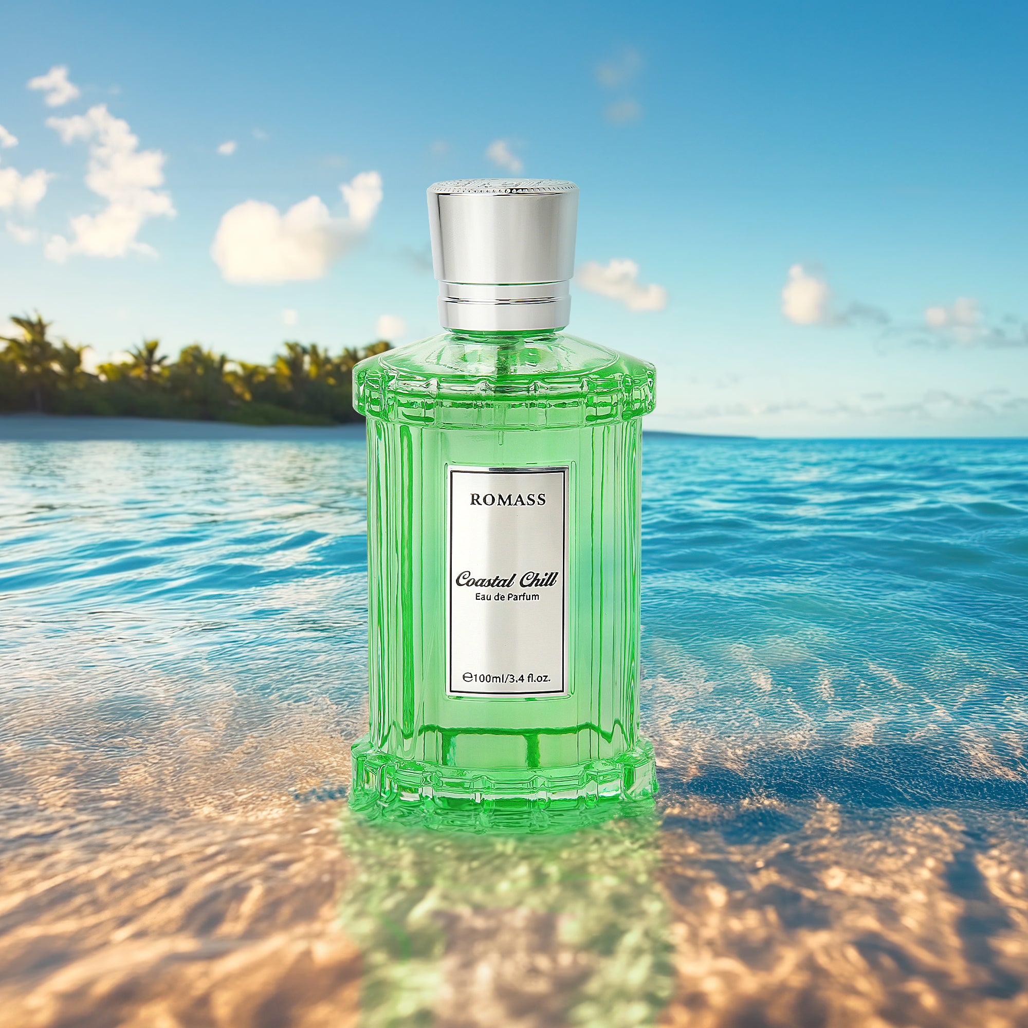 ROMASS Coastal Chill Eau de Parfum Unisex 100ml with Frosted Bergamot Tidepool Moss & Sun Bleached Ambergris